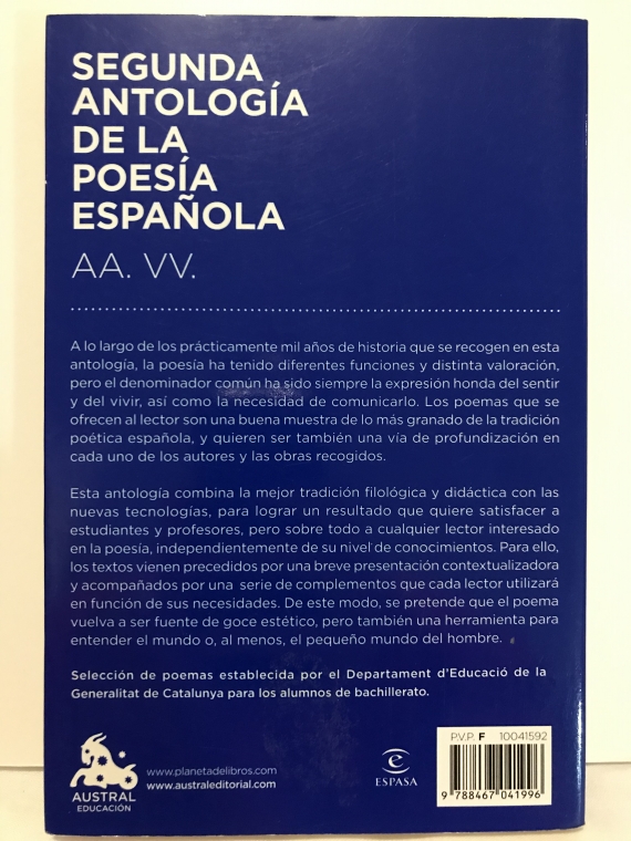 Tiempos antiguos Blanco Erudito Segunda antología de la Poesía española | Libros de segunda mano en Igualada