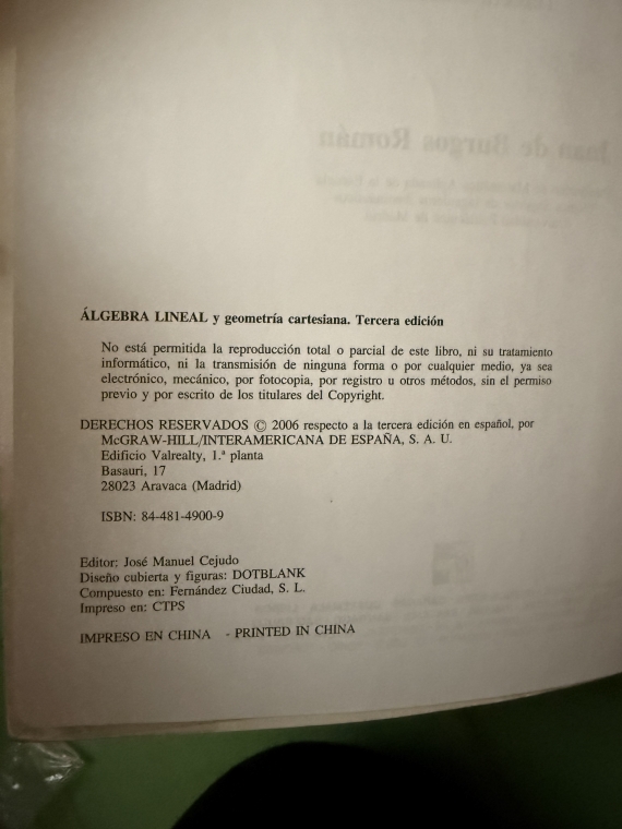 Álgebra lineal y geometría cartesiana