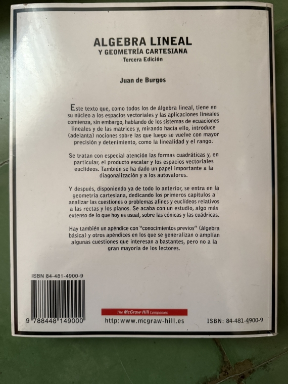 Álgebra lineal y geometría cartesiana
